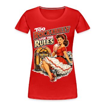 Pin-Up Rockabilly : style rétro de diner des années 50 - T-shirt bio Premium Femme - rouge - Devant - Mia (176cm)