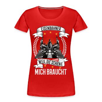 Modellbahn Eisenbahn Modelleisenbahn Modellbauer - Frauen Premium Bio T-Shirt - Rot - Vorne - Mia (176cm)