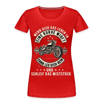 Motorrad Biker Motorradfahrer bike Rocker Rentner - Frauen Premium Bio T-Shirt - Rot - Vorne - Mia (176cm)