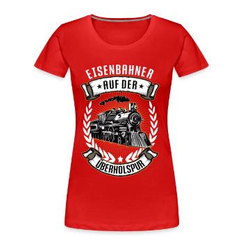 Eisenbahn Dampflok Eisenbahner Zug Modelleisenbahn - Frauen Premium Bio T-Shirt - Rot - Vorne - Mia (176cm)