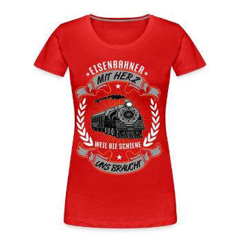 Modellbahn Eisenbahn Modelleisenbahn Modellbauer - Frauen Premium Bio T-Shirt - Rot - Vorne - Mia (176cm)