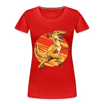 Brachiosaurus Dinosaurier Astronaut Dino Langhals - Frauen Premium Bio T-Shirt - Rot - Vorne - Mia (176cm)