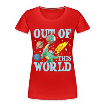 OUT OF THIS WORLD Brachiosaurus Dinosaurier - Frauen Premium Bio T-Shirt - Rot - Vorne - Mia (176cm)