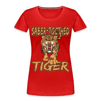 Säbelzahntiger Geschenke Raubkatze Steinzeit für - Frauen Premium Bio T-Shirt - Rot - Vorne - Mia (176cm)