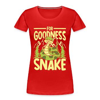 For Goodness Snake - Frauen Premium Bio T-Shirt - Rot - Vorne - Mia (176cm)