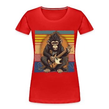Affe Schimpanse spielt Acousitc Rock Gitarre - Frauen Premium Bio T-Shirt - Rot - Vorne - Mia (176cm)