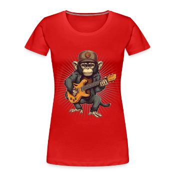 Affe Schimpanse spielt Acousitc Rock Gitarre - Frauen Premium Bio T-Shirt - Rot - Vorne - Mia (176cm)