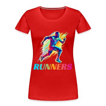 Dynamische Läufer Lauf Wettkampf - Frauen Premium Bio T-Shirt - Rot - Vorne - Mia (176cm)