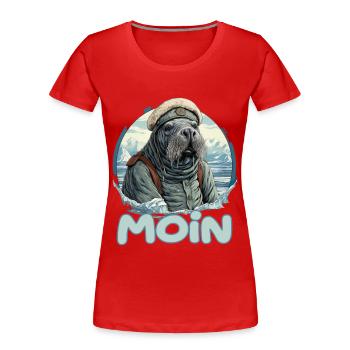 Moin Walross Matrose - Frauen Premium Bio T-Shirt - Rot - Vorne - Mia (176cm)