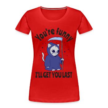 Drôle Grim Reaper Cat Costume d’Halloween - T-shirt bio Premium Femme - rouge - Devant - Mia (176cm)