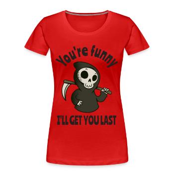 Drôle Grim Reaper Squelette Costume d’Halloween - T-shirt bio Premium Femme - rouge - Devant - Mia (176cm)