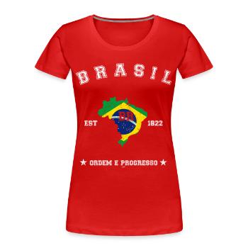 Brasil vintage flag-map - T-shirt bio Premium Femme - rouge - Devant - Mia (176cm)