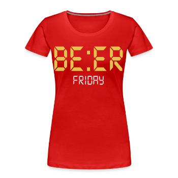 BEER Friday - Women's Premium Organic T-Shirt - red - Front - Mia (176cm)