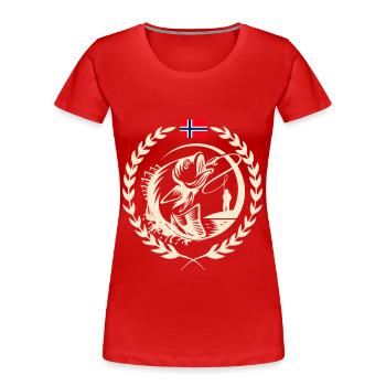 Norway Fishing - Women's Premium Organic T-Shirt - red - Front - Mia (176cm)