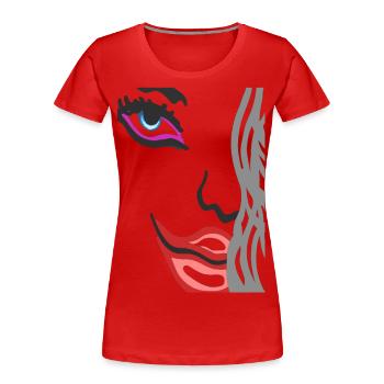 Art Face - Model Portrait Gesicht mit roten Lippen - Frauen Premium Bio T-Shirt - Rot - Vorne - Mia (176cm)