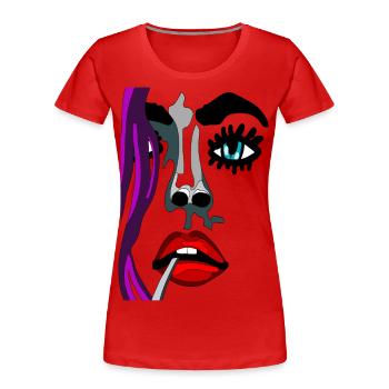Visage Oeil Cheveux Bouche Nez Art Graffiti Style - T-shirt bio Premium Femme - rouge - Devant - Mia (176cm)