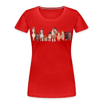 Cartoon Pferde Aquarell - Frauen Premium Bio T-Shirt - Rot - Vorne - Mia (176cm)