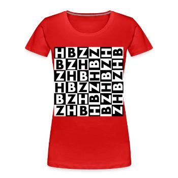 BRETAGNE - BREIZH - BZH DESIGN - T-shirt bio Premium Femme - rouge - Devant - Mia (176cm)