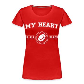 New Zealand My Heart Is All Black - T-shirt bio Premium Femme - rouge - Devant - Mia (176cm)