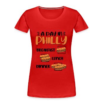 Philly Breakfast Sandwich - Frauen Premium Bio T-Shirt - Rot - Vorne - Mia (176cm)