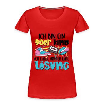 Ich bin ein 90er Kind - Frauen Premium Bio T-Shirt - Rot - Vorne - Mia (176cm)