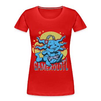 Gaming Axolotl mexikanischer Lurch Molch Videogame - Frauen Premium Bio T-Shirt - Rot - Vorne - Mia (176cm)