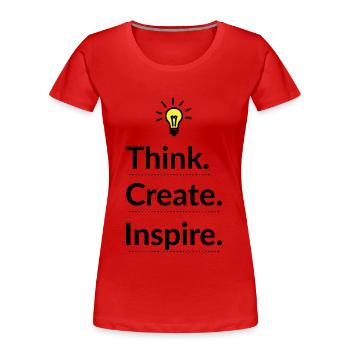 Think Create Inspire Glühbirne - Frauen Premium Bio T-Shirt - Rot - Vorne - Mia (176cm)