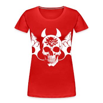 Horreur Crâne Crâne Art Crâne Gothique Heavy Metal - T-shirt bio Premium Femme - rouge - Devant - Mia (176cm)