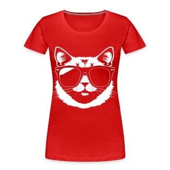 Funny Cat with Sunglasses Kitten Sunglas Cats - Women's Premium Organic T-Shirt - red - Front - Mia (176cm)