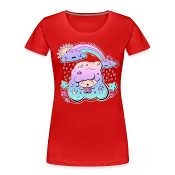 I Love Rain tête bulle mignonne - T-shirt bio Premium Femme - rouge - Devant - Mia (176cm)