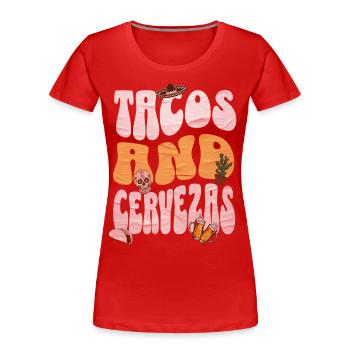 Taco - T-shirt bio Premium Femme - rouge - Devant - Mia (176cm)
