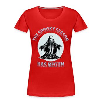 Die gruselige Jahreszeit hat begonnen - Frauen Premium Bio T-Shirt - Rot - Vorne - Mia (176cm)