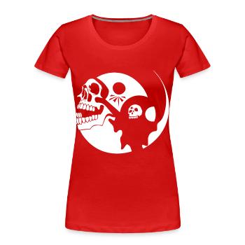 Horreur Crâne Crâne Art Crâne Gothique Heavy Metal - T-shirt bio Premium Femme - rouge - Devant - Mia (176cm)