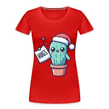 cactus drôle pour Noël veut câliner - T-shirt bio Premium Femme - rouge - Devant - Mia (176cm)