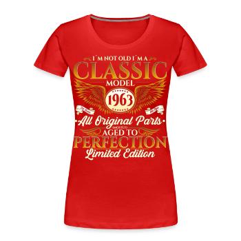 Born in 1963 Classic Birthday Gift Men - Women's Premium Organic T-Shirt - red - Front - Mia (176cm)