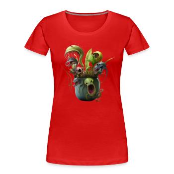 Fleischfressende Pflanzen: Der nächste Schrecken? - Frauen Premium Bio T-Shirt - Rot - Vorne - Mia (176cm)