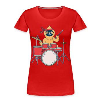 Slow Drummer Faultier Lustiges Heavy Metal Spruch - Frauen Premium Bio T-Shirt - Rot - Vorne - Mia (176cm)