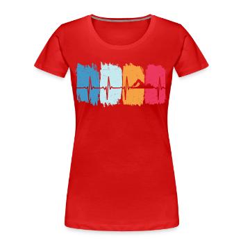 Flotter rétro heartbeat swim - T-shirt bio Premium Femme - rouge - Devant - Mia (176cm)