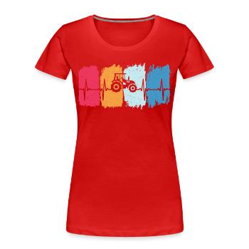 Retro traktor herzschlag trecker t-shirt landwirt - Frauen Premium Bio T-Shirt - Rot - Vorne - Mia (176cm)
