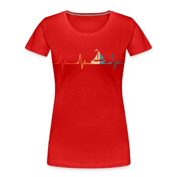 Vinatege Segler Segelboot Herzschlag Segeln - Frauen Premium Bio T-Shirt - Rot - Vorne - Mia (176cm)