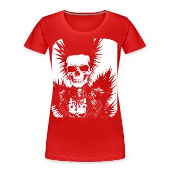 Horror Fan Skull with Mohawk Crazy Punkrocker Pun - Women's Premium Organic T-Shirt - red - Front - Mia (176cm)