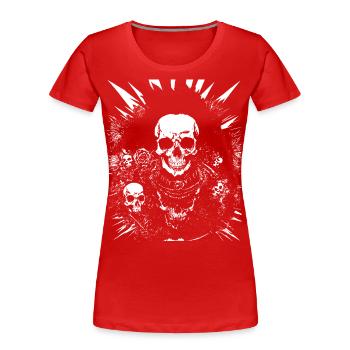 Punkrock Fan Skull mit Mohawk Crazy Antisocial P - Frauen Premium Bio T-Shirt - Rot - Vorne - Mia (176cm)