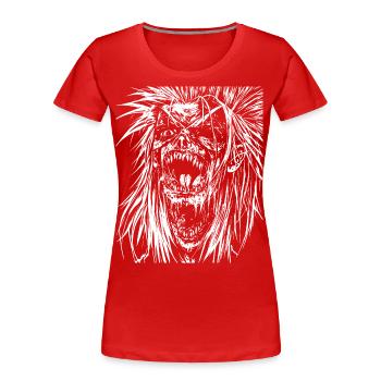 Punkrock Fan Skull with Mohawk Crazy Antisocial P - Women's Premium Organic T-Shirt - red - Front - Mia (176cm)