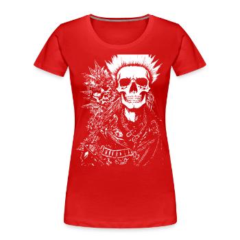 Punkrock Fan Skull mit Mohawk Crazy Antisocial P - Frauen Premium Bio T-Shirt - Rot - Vorne - Mia (176cm)