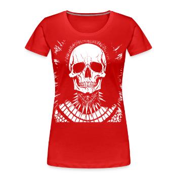 Horror Fan Skull with Mohawk Crazy Punkrocker Pun - Women's Premium Organic T-Shirt - red - Front - Mia (176cm)