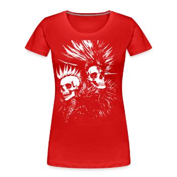 Punkrock Fan Skull mit Mohawk Crazy Antisocial P - Frauen Premium Bio T-Shirt - Rot - Vorne - Mia (176cm)