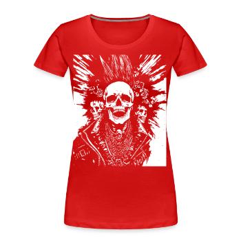 Punkrock Fan Skull mit Mohawk Crazy Antisocial P - Frauen Premium Bio T-Shirt - Rot - Vorne - Mia (176cm)