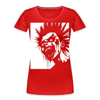 Horror Fan Skull with Mohawk Crazy Punkrocker Pun - Women's Premium Organic T-Shirt - red - Front - Mia (176cm)