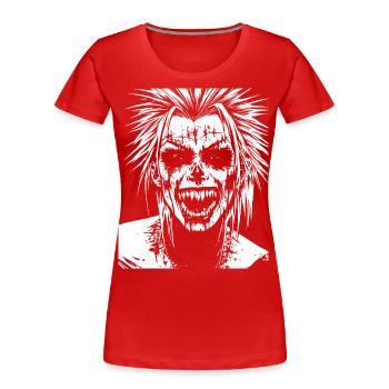 Punkrock Fan Skull with Mohawk Crazy Antisocial P - Women's Premium Organic T-Shirt - red - Front - Mia (176cm)