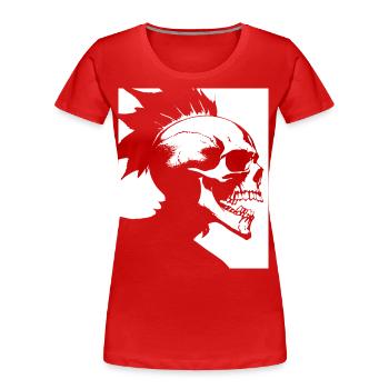 Horror Fan Skull with Mohawk Crazy Punkrocker Pun - Women's Premium Organic T-Shirt - red - Front - Mia (176cm)